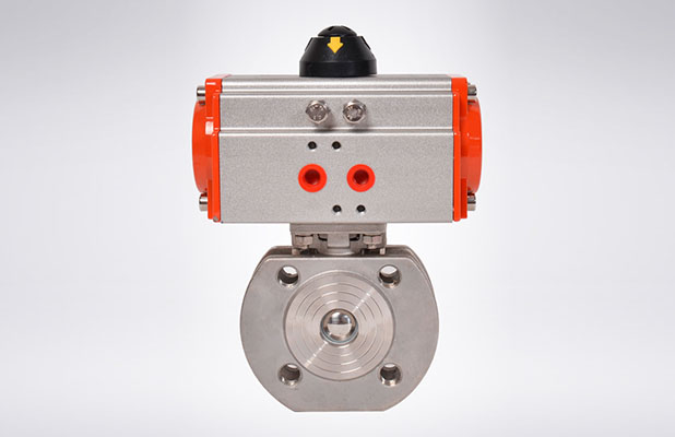 Pneumatic thin ball valve